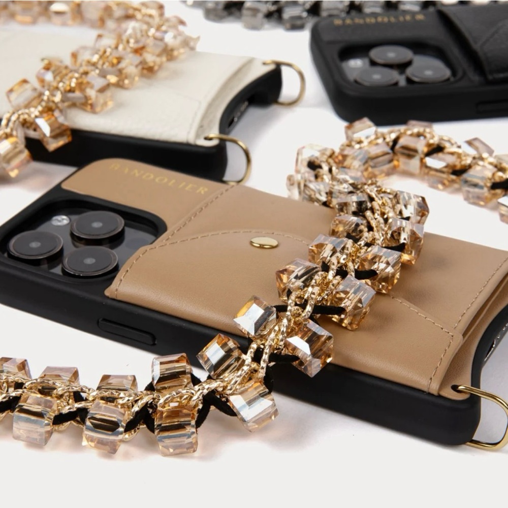 Bandolier Black and Gold Crystal Phone Wristlet Strap Only